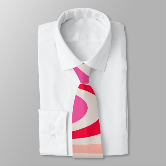 Rosa, rot und grau, abstrakte Retro-Swirbel-Optik Krawatte (Gebunden)