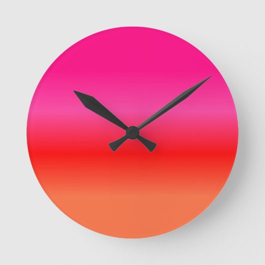 Rosa, Rot und Orangen Runde Wanduhr (Vorderseite)