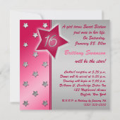 Rosa, Rot und Silberstars Sweet 16 Einladung (Rückseite)