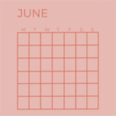 Rosa Rot Undatierter Juni-Kalender der Organisatio Aufkleber (Vorderseite)