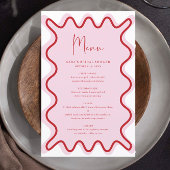 Rosa Rot-Wavy-Border-Menükarte