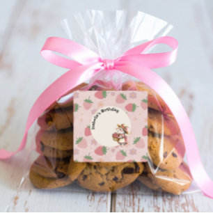 Rosa Rot Zwei Sweet Strawberry 2. Geburtstag Party Quadratischer Aufkleber