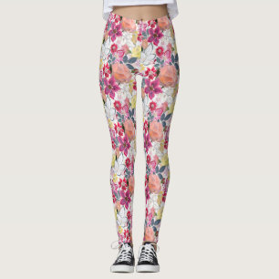 Rosa, rote Aquarellblumen. Servietten Leggings