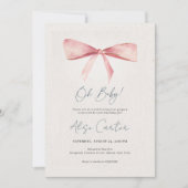 Rosa rote beigefarbene Wasserfarbe Coquette-Schlei Einladung (Vorderseite)