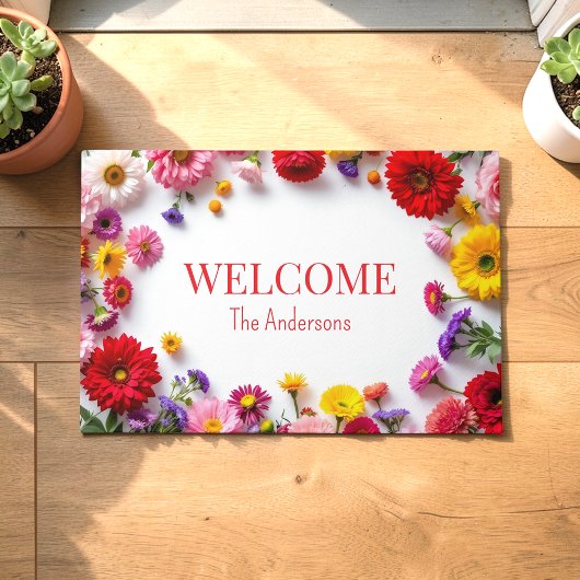 Rosa rote Blume farbenfrohe Türmatte