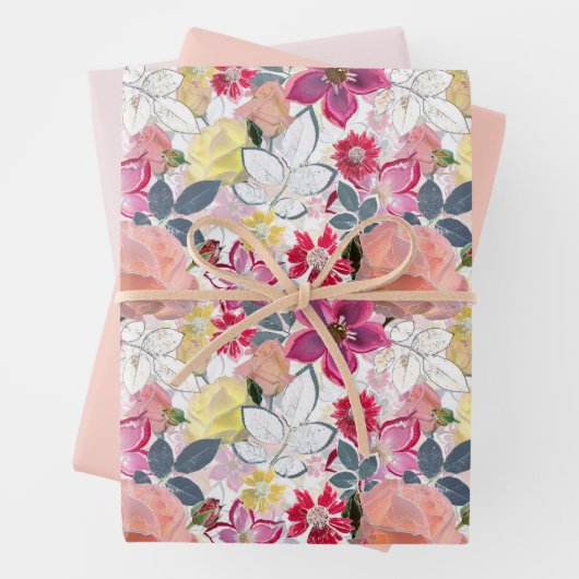 Rosa, rote Blume. Geschenkpapier Set (Beispiel)