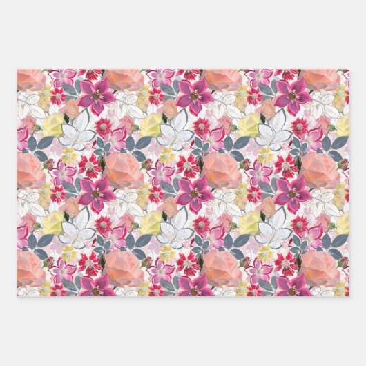 Rosa, rote Blume. Geschenkpapier Set (Vorderseite)