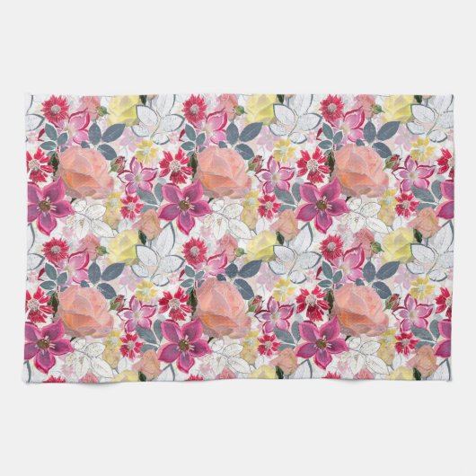 Rosa, rote Blume. Geschirrtuch (Horizontal)