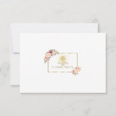 Rosa Rote Blume Gold Erstklassige Kommune Dankeskarte (Rückseite)