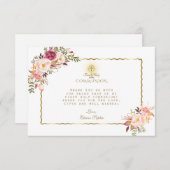 Rosa Rote Blume Gold Erstklassige Kommune Dankeskarte (Vorne/Hinten)