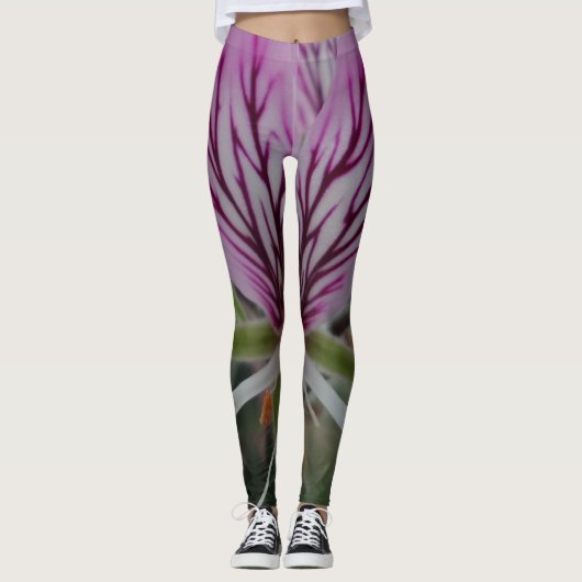 Rosa/rote Blume Leggings (Vorderseite)