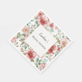 Rosa rote Blumen Brautparty Serviette (Ecke)