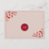 Rosa rote Blumen elegante Hochzeitsdetails Begleitkarte (Rückseite)