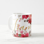 Rosa Rote Blütenfarben-Script hinzufügen Kaffeetasse (Vorderseite Links)