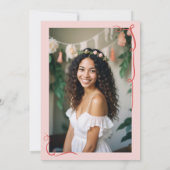 Rosa rote Bögen Bänder Illustrationen Brautparty Einladung (Rückseite)