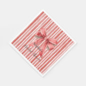 Rosa rote Candy-Cane-Streifen Schleife Brautdusche Serviette (Ecke)