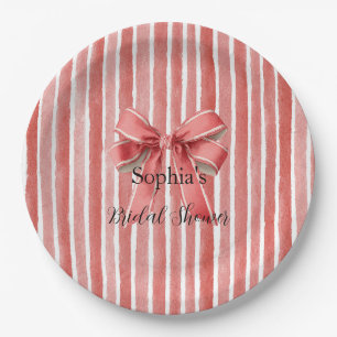 Rosa rote Candy Cane Streifen Schleife Brautparty Pappteller