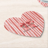 Rosa rote Candy Cane Streifen Schleife Brautparty Untersetzer (angewinkelt)