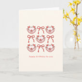 Rosa Rote Coquette Bow Cake Custom Niedliche Gebur Karte (Gelbe Blume)