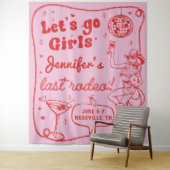 Rosa Rote Disko Cowgirl Rodeo Bachelorette Wandteppich (Beispiel)