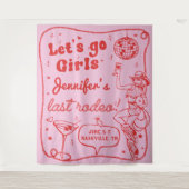 Rosa Rote Disko Cowgirl Rodeo Bachelorette Wandteppich (Vorderseite)