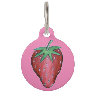 Rosa Rote Erdbeere Berry Frucht Hund Tag Haustiermarke