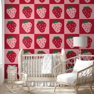 Rosa Rote Erdbeere Muster Kids Kinderzimmer Room Tapete