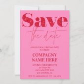 Rosa Rote Firma Weihnachten Party Save the Date Einladung (Vorderseite)