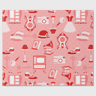 rosa rote Flapper Antiquität Nostalgie altmodisch Geschenkpapier