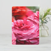 Rosa Rote Flora 50. Geburtstag Einladung (Stehend Vorderseite)
