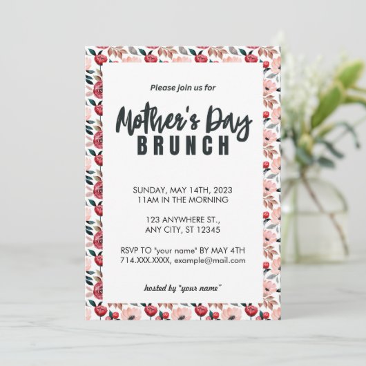 Rosa Rote Flora Einladung der Mutter (Stehend Vorderseite)