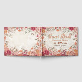 Rosa & rote florale Frühlingshochzeit Gästebuch (Voll)