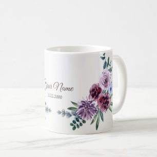 Rosa rote florale geometrische Wasserfarbe Hochzei Kaffeetasse