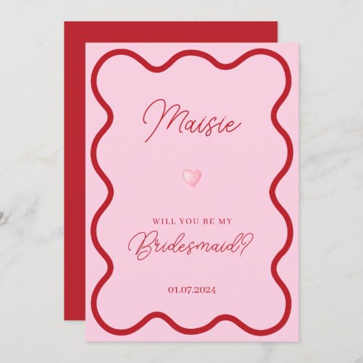 Rosa rote Flügel werden Sie mein Vorschlag für ein Einladung (Vorne/Hinten)