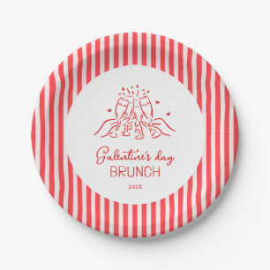 Rosa rote Galentine-Party Pappteller