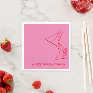 Rosa rote Geburtstagsserviette moderne Skizze Serviette
