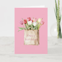 Rosa Rote Gelbe Weiße Tulpen Blumen Tasche Geburts