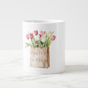 Rosa rote gelbe weiße Tulpenblumen im Beutel Jumbo-Tasse