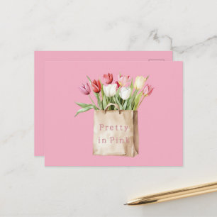 Rosa rote gelbe weiße Tulpenblumen im Beutel Postkarte