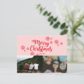 Rosa Rote Glitterie Weihnachtszeit Foto Postkarte (Stehend Vorderseite)