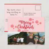 Rosa Rote Glitterie Weihnachtszeit Foto Postkarte (Vorne/Hinten)