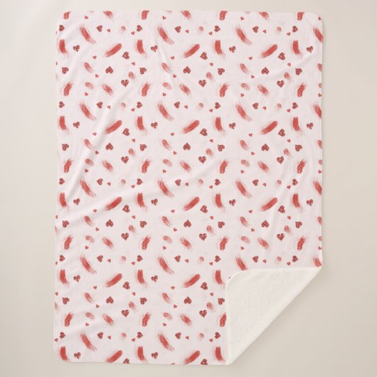 Rosa rote Glitzer Herzen Sherpadecke (Vorderseite)