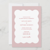 Rosa Rote Grenze Moderne Retro Hochzeit Einladung (Vorderseite)