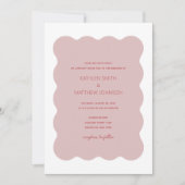 Rosa Rote Grenze Moderne Retro Hochzeit Einladung (Vorderseite)