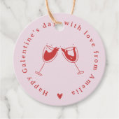 Rosa Rote Hand gezeichneter Galentinstag Geschenkanhänger (Vorderseite)