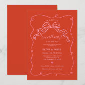 Rosa Rote Handgezeichnete kleine süße Kunst auf de Einladung (Vorne/Hinten)