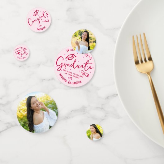 Rosa Rote Handgezeichnete Kritzeleien Abschluss 3 Konfetti (Gruppe)