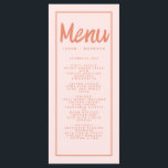 Rosa Rote Handschrift Typografie Retro Wedding Men Menükarte<br><div class="desc">Rosa Rote Handschrift Typografie Retro Wedding Menü</div>