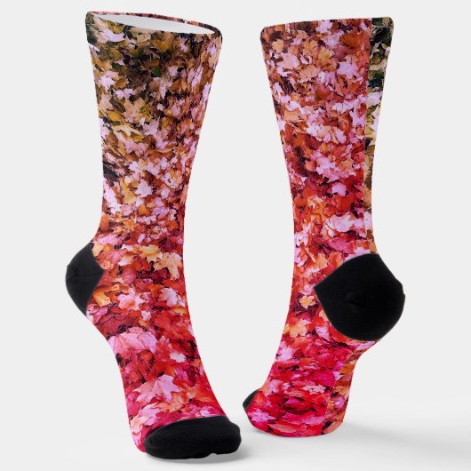 Rosa rote Herbst Ahornblätter Socken (Gewinkelt)
