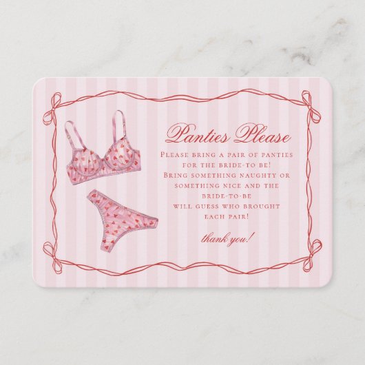 Rosa & Rote Herz Wäsche Dusche Slips Bitte Begleitkarte (Vorderseite)